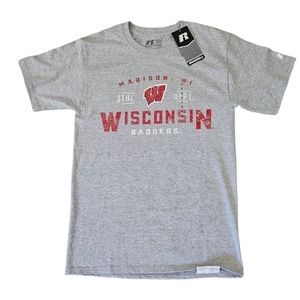 Russell Wisconsin Badgers Tee NWT Adult Small Gray Red UW-Madison